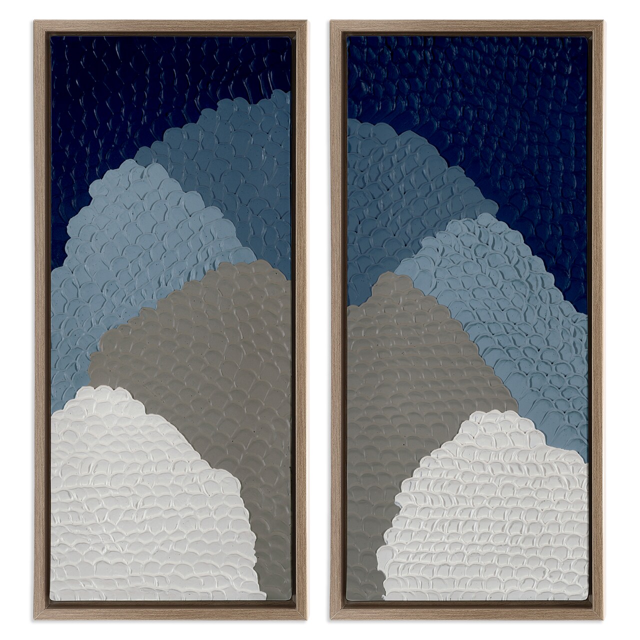 Stupell Industries Textured Blue Abstract Mountains 2 pc Framed Floater Canvas Wall Art Set Design by Ben Schneider